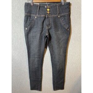 Queen Jeans Women's Size 11 Dark Wash High Rise Button Fly Push Up Skinny Jeans